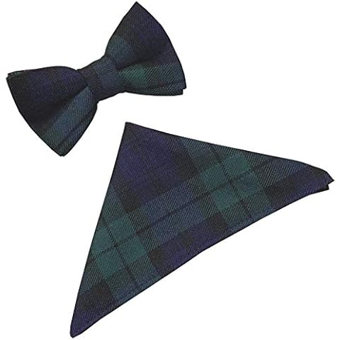 Black Watch Tartan Scottish Plaid Bow Tie & Hanky Set Cover