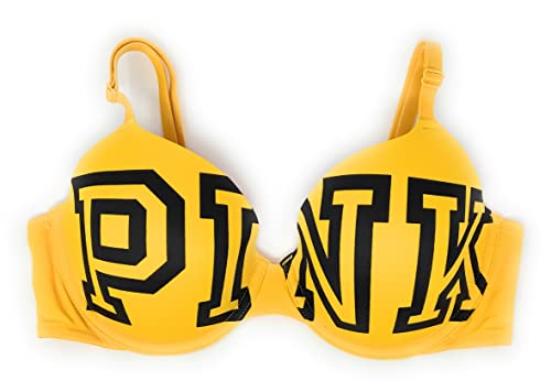 Victoria's Secret Pink Wear Everywhere Lightly Lined Bra, Goldenrod/Black Logo, 38C