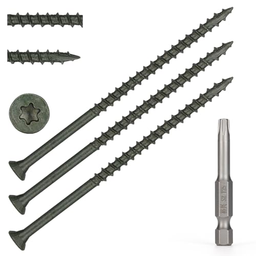 Image of Wood Screws #10 x 4'', T25 Star Torx Drive Flat Head Deck Screws, Green, 52Pcs (1lb)