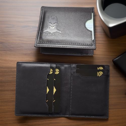 Leather Bat Wallet - Bifold wallet Man Woman, Superhero Mask - Slim Card Holder, Bat ID Heroic wallet- Unique Holiday Gift Birthday, Anniversary, for Dad, Husband, Boyfriend, Wife (Bifold Embossed)4