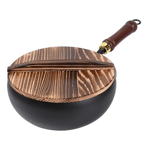 Grande: hierro tradicional, sartén multifuncional sin revestimiento con tapa para cocinar, hogar, cocina, restaurante, al aire libre, interior