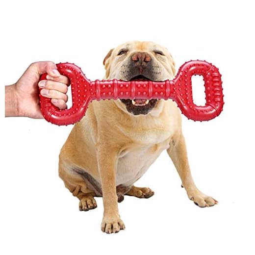 Feeko Dog Toys for Aggressive Chewers Large Breed 15 inch Interactive Dog Toy Large Long Lasting Dog Toys with Convex Design Natural Rubber Tug-of-war Toy for Medium Large Dogs Tooth Clean(Red)