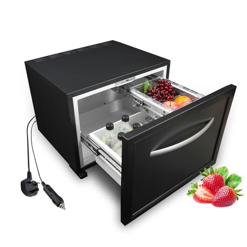 Techomey 12 V Schubladenkühlschrank 50 l 12 Volt Kühlschrank für Zuhause Wohnmobil Wohnwagen leiser Schubladenkühlschrank für Boot Camping 0 - 15