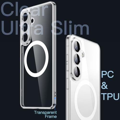 Image of JETech Magnetic Slim Cover Case for Samsung Galaxy S26, Compatible with MagSafe, Camera Lens Full Protection, Ultra-Thin Lightweight Clear Minimalist Protective Phone Cover (Clear)