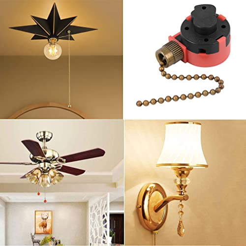 Image of ZE-268S1 Ceiling Fan Switch, 3 Speed 4 wire Pull Chain Switch Ceiling Fan Replacement Part Lamp Switch Appliances Accessories Compatible with Hunter Ceiling Fan Lights (Bronze Pull Chain)