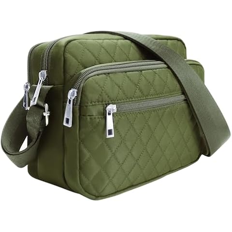 Fashion Nylon Crossbody Bags for Women Trendy Cross Body Purse Stylish Messenger Shoulder Bag Green Quilted Crossbody Designer Bag Travel Medium Crossbody Purses Cover