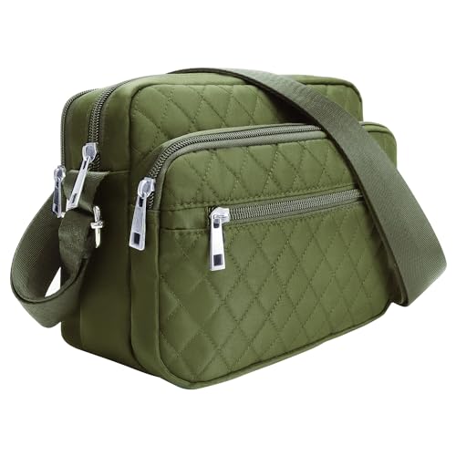 Image of Nylon Crossbody Bags for Women Trendy Quilted Cross Body Purse Medium Crossbody Purses Fashion Ladies Messenger Shoulder Bag