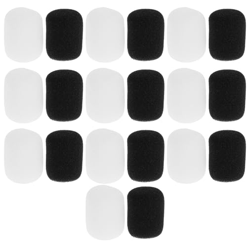 LRXIYODE Set 20 Pezzi Schermi Antivento per Microfono Lavalier in Spugna Cuffie Antivento Portatili e Neri Protezione Acustica per Interviste Registrazioni e Trasmissioni