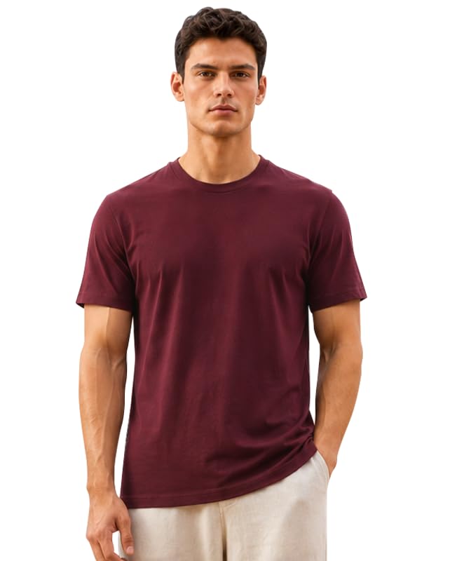 Image of Sleepynuts Men's Everyday Wear Crew Neck Regular Fit T-Shirt | Half Sleeve Solid Plain Casual T-Shirt for Men | Soft Breathable Fabric |