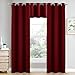 NICETOWN Short Curtains for Bedroom, Blackout Small Window Valances Christmas Thermal Insulated Eyelet Top Plain Blackout Tier Curtains (42 Width x 24 inches Length 1.2 inches Header, Burgundy)