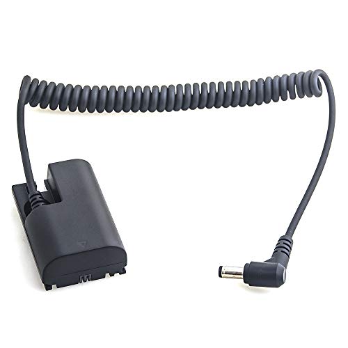 Batería ficticia LP-E6 Completamente decodificada – Batería Externa de Repuesto DR-E6 DC acoplador con Cable en Espiral Adaptador para Canon EOS 5DS R, 5D IV IIII II, 6D, 7D II, 80D, 70D, 60D