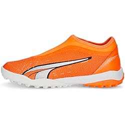 Ultra Match Ll TT + Mid Jr, Zapatilla de fútbol Unisex niños 4 PUMA Match LL TT + Mid JR, Botas de fútbol, Ultra Orange White-Blue Glimmer, 35 EU