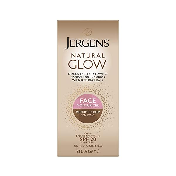 Jergens-Natural-Glow-Self-Tanner-Face-Moisturizer-SPF-20-Facial-Sunscreen-Medium-to-Deep-Skin-Tone-Sunless-Tanning-Oil-Free-Broad-Spectrum-Protection-UVA-and-UVB-2-oz-Packaging-May-Vary Jergens Natural Glow Self Tanner Face Moisturizer, SPF 20 Facial Sunscreen, Medium to Deep Skin Tone, Sunless Tanning, Oil Free, Broad Spectrum Protection UVA and UVB, 2 oz (Packaging May Vary)