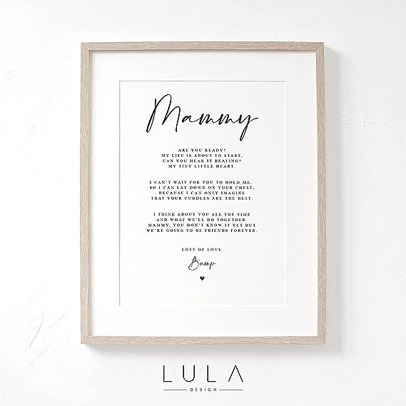 Lula Design MAMMY to be Poem from Bump A4 A5 PRINT, Mammy to be Mothers Day Gift, Pregnancy Announcement, Mam, Bump to Mammy, Mammy to be Gift, New Mam