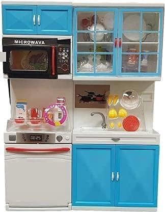 TIUDTOY Plastic 2 Comparttment Modern Dream House with Open able Doors Fun Cookking Toys Accessories Musical & Light Kitchen Set Toy for Kids with Sound and Accessories Set for Kids