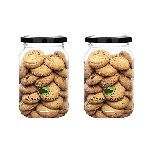 Image of SAND DUNE Storage Glass Jar Set, Transparent | BPA Free | Storage Jar Containers /Barni for Kitchen for Aachar Pickle, Dry Fruits and Spices (750 ml, Pack of 2)