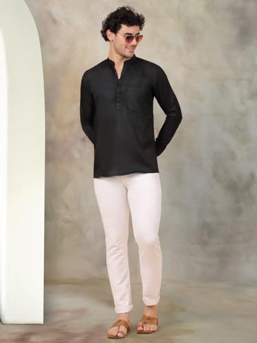 Image of Jompers Men's Cotton Regular Fit Solid Short Kurta