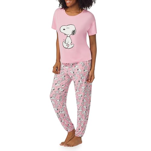 Image of Richard Leeds International Womens 2 Piece PJs Set - Disney | Hello Kitty | Snoopy - Short Sleeve Top & Jogger Lounge Sets