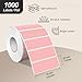 Meitaat 3 × 1 Inches Pink Rectangle Color Coding Labels 1000 PCS, Self-Adhesive Writable Waterproof Vinyl Blank Sticker Roll for Office Home School Business