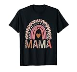 Blessed Mama Funny Leopard Boho Cute Rainbow T-Shirt