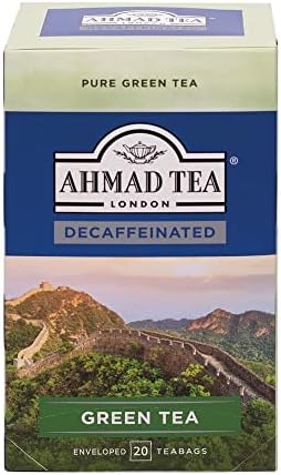 Ahmad Tea Green Tea | Decaffeinated Green Tea | 20 Teabags Sachets | 1 Pack