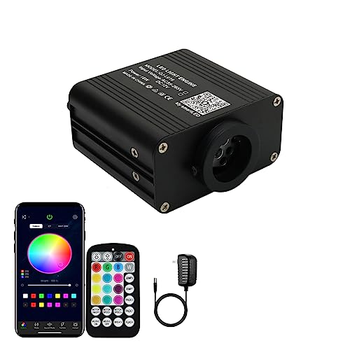 AZIMOM Small Size Updated 16W Twinkle& Sound Activated Fiber Optic Light Source RGBW Light Box Engine Diver APP/Remote Control Music Sensor Mode for Car Home Star Ceiling Light Effect Decoration