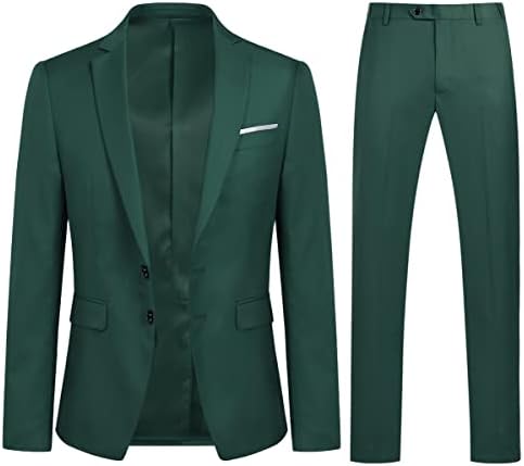 YOUTHUP Herren Anzug 2 Teilig Anzüge Modern Slim Fit für Business Hochzeit | Sakko Hose, 2 Knöpfe, Revers, Einfarbig, Elegant, Formell, Mittelschlitz, Farbig, Modern Fit, Smoking