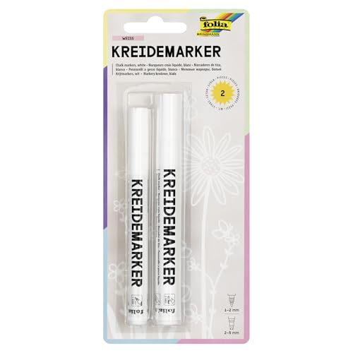 Folia 390200 Chalk Marker Set of 2 White Tip 1-2 mm and 2-5 mm