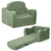 Airpanda Comfy Toddler Chair for Kids, 2-in-1 Toddler Soft Plush Couch Fold Out, Convertible Kids Couch to Lounger, Baby Sofa for Boys and Girls, Green