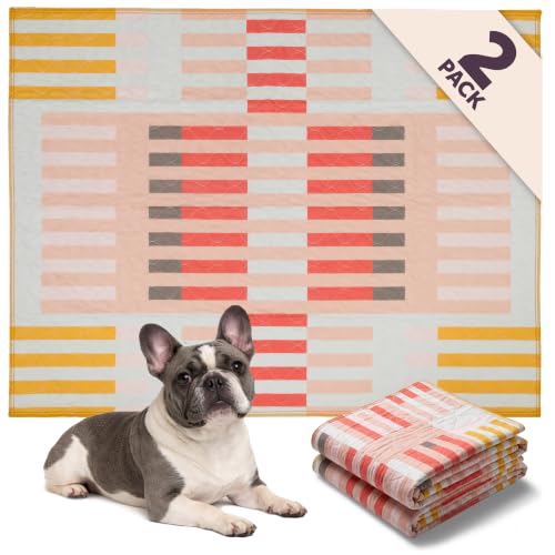 Image of Lovewag Reusable Washable Dog Pee Pads, Guava Stripes 36x48, 2 Pack