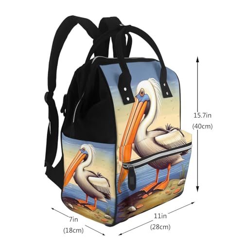 Sac à dos à langer étanche grand format avec motifs cœurs pour l'allaitement