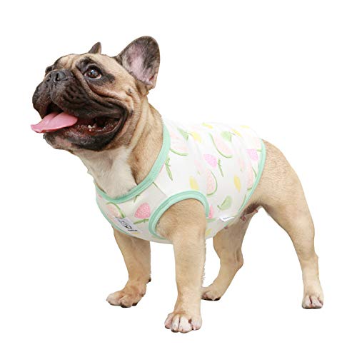 iChoue 100% Breathable Cotton French Bulldog Halloween Cartoon T Shirts Cute Clothes for Dogs Vest Tank Tops Puppy Frenchie Pug Small Puppy English Boston Terrier Watermelon - Medium