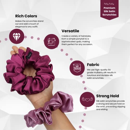 Image of Premium Satin Scrunchies for Women | Hair Bands, Ponytail Holders & Rubber Bands | Oversize, Fluffy, No-Damage Hair Ties | Girls Hair Accessories | Extra Large Size | Pack of 6
