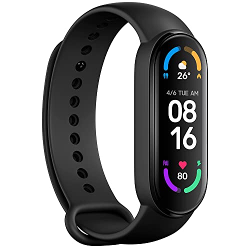 Xiaomi Mi Smart Band 6 - 1.56'' (3.96 cm) Large AMOLED Color Display, 2 Week Battery Life, 30 Fitness Mode, 5 ATM, SpO2, HR, Sleep Monitoring, Women's Health Tracking, Alarm, Music Control (Black) view 2