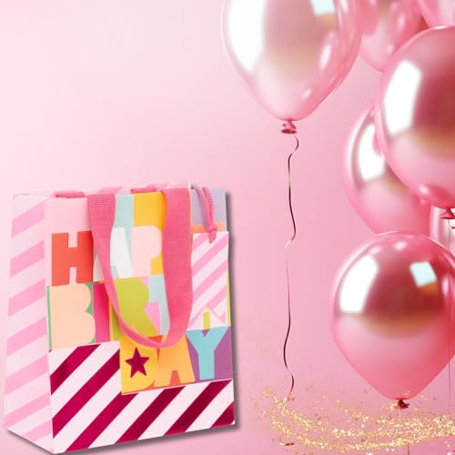 Glick Mittelgroße Geschenktüte Fluo Fuchsia 225x200x100mm Luxus Recycelbare Tasche für Geburtstage & Feiern