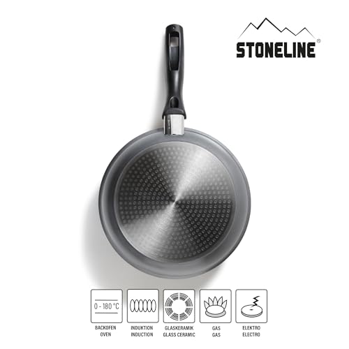 Foto von Stoneline Bratpfanne 24cm, Pfanne Induktion geeignet, Pfanne mit echten Steinpartikeln beschichtet, Brat- & Universalpfannen aus Aluguss, Pfanne 24 cm
