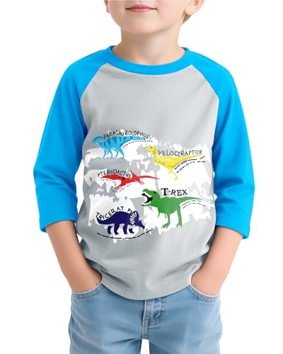 Toddler Boys Long Sleeve Shirts Crewneck Kids T-Shirts Graphic Casual Tops Boys 3/4 Sleeve Shirts for 3-8 Years2