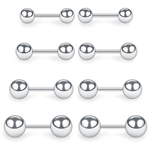 SCERRING 4 Pairs Stainless Steel Barbell Stud Earrings Cover