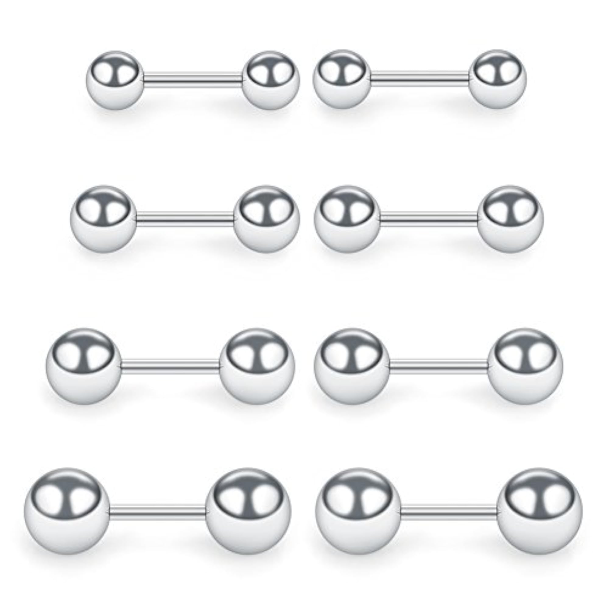 4 Pairs Stainless Steel Ball Stud Earrings Set