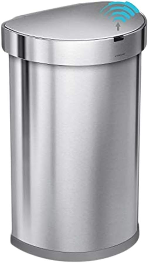 Brushed Steel: simplehuman 45L Sensor Semi-Round Bin, Brushed Steel