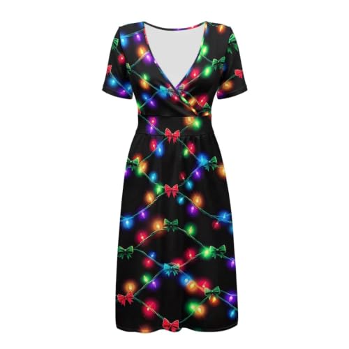 Image of Women's Summer Dresses Short Sleeve Formal Dresses with Pockets