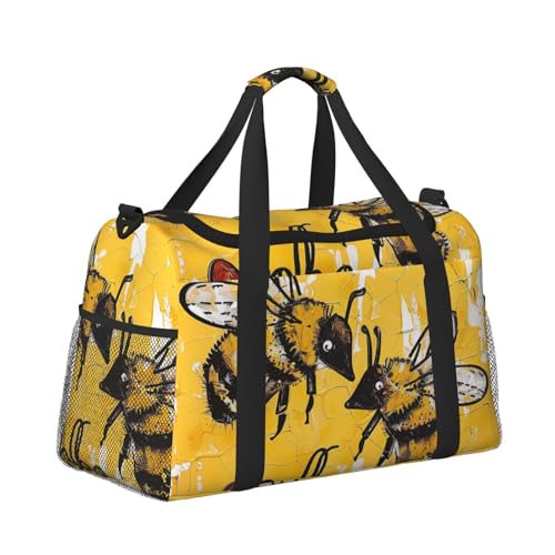Bee Love Honey Printed Travel Duffle Bag for Men Women Large Sport Gym Bag Handbag with Shoulder Strap for Travel Weekend Fishing Hunting2