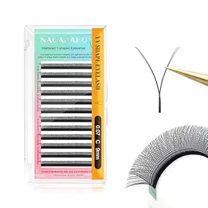 NAGARAKU yy Eyelash Extensions Supplies y lash 0.07mm C curl 9mm Premade Fans 4D Russian Volume Y Shape Faux Mink Matte 12 rows Cluster pre Fanned Wispies Crisscross Eye Lashes