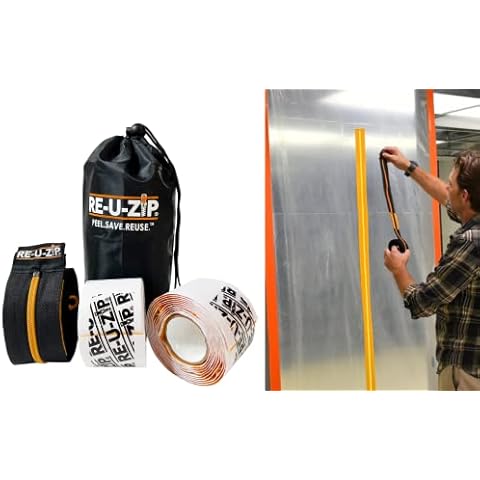 RE-U-ZIP® Heavy-Duty Reusable Dust Barrier Zipper | Starter Kit | Patented Hook & Loop System | Cost-Effective & Reliable | Lockable Safety Feature Cover