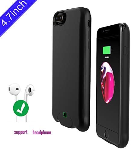 Battery Case for iPhone 8/7/6s/6, 4500mAh [Support Headphones] Rechargeable Charger Case Extended Case Battery/Cable Input Mode with Sync Through Technology.