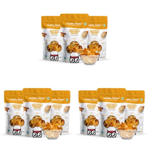 Image of Healthy Master Jowar Chips Combo 300g (100g Each) Pack of 9 | Light & Crispy | High Protein Chips | Gluten-Free | No Maida, No Palm Oil | Low-Calorie | Healthy Snacks for Adults & Kids