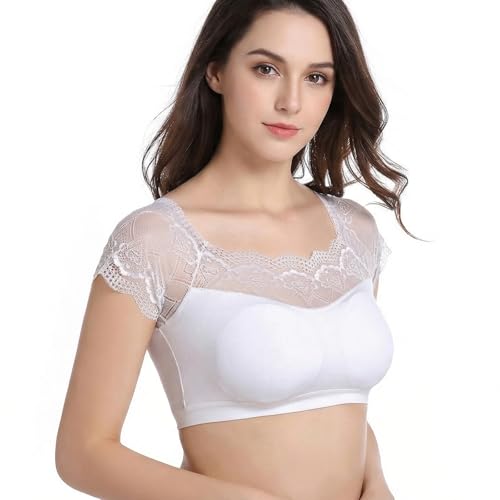 DRESHOW Lace Bralette Tank Tops Wireless Bra Lace Crop Top Padded Stretch Spaghetti Thin Strap Yoga Sports Bra for Women 92.5-165 Lbs