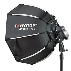 T&YFOTOP 26 inches/65 Centimeters Octagonal Softbox with S-Type Bracket Mount, Carrying Case Compatible with Camera Flash Speedlites TT560 NW561 NW565 NW625 NW635 NW670 750II, etc (55CM)