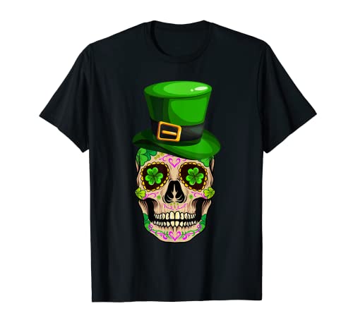 Regalo divertido de St Patricks Leprechaun con calavera mexicana Camiseta