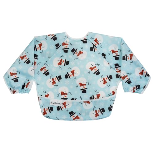 Image of Tiny Twinkle Long Sleeve Bib for Babies & Toddlers | Waterproof Smock Bib for Eating | Machine Washable & Mess-Proof Feeding Essentials | Newborn Shower Gift (Snowman, 6–24M)